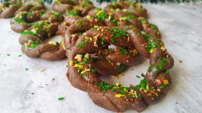 Шоколадное печенье с кокосом «Рождественские веночки»