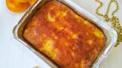 Творожный кекс с мандаринами, овсяными хлопьями и манкой