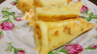 Блины на молоке с творогом в духовке