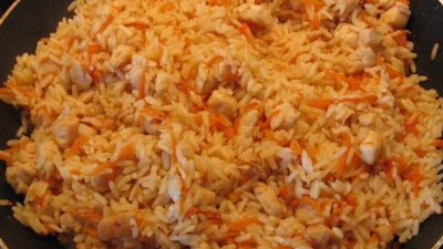 Плов с курицей на сковороде
