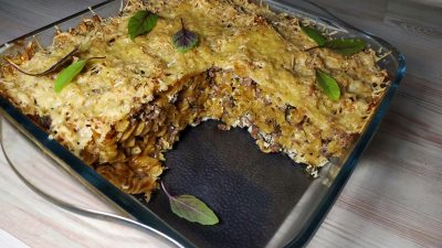 Запеканка из макарон с фаршем и сыром