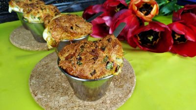 Маффины с беконом и сыром на кефире и сметане