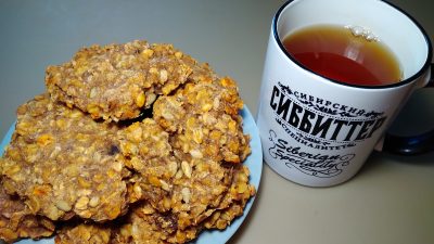 Диетическое банановое печенье из мюсли