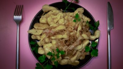 Картофельные ньокки с панчеттой