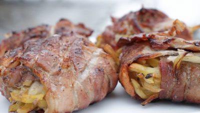 Свиная грудинка с картофелем на углях