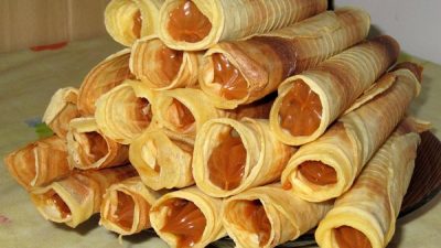 Вафельные трубочки со сгущенкой к чаю