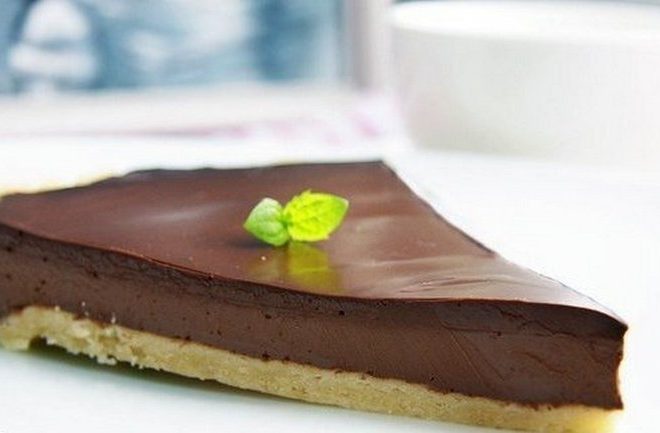 Вкусный шоколадный тарт с шоколадной глазурью