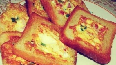 Хрустящие тосты с ветчиной к завтраку