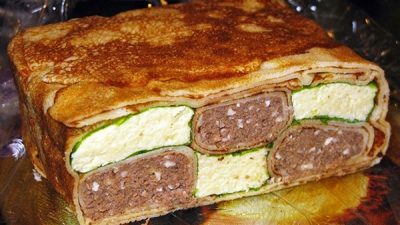 Закуска «Шахматы» из блинов