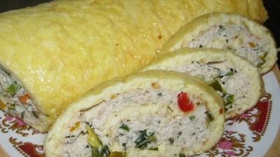 Закусочный рулет с куриным фаршем