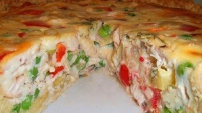Заливной пирог с куриной грудкой