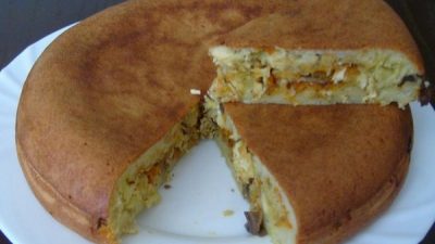 Заливной пирог с куриным филе в мультиварке