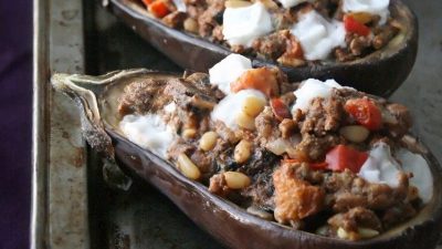 Запеченные баклажаны со сливками и сыром