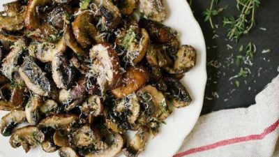 Запеченные грибы с лимоном и сыром