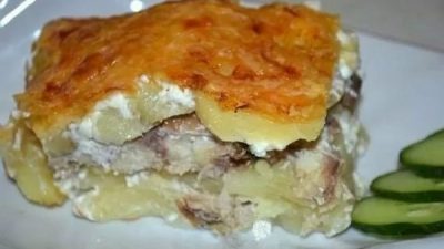 Запеканка из картофеля со скумбрией