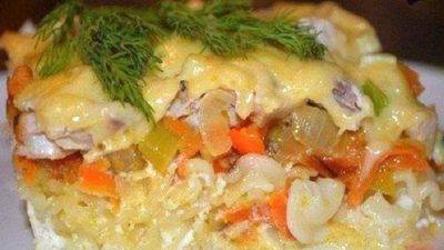 Запеканка из макарон под молочным соусом