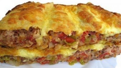 Запеканка с мясным фаршем в лаваше