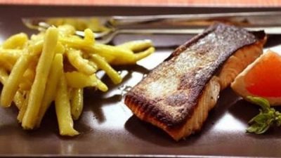 Жареная семга в маринаде с грейпфрутом