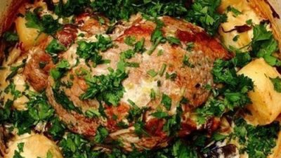 Жаркое с лесными грибами из телятины